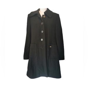Projek Raw Vintage 50% Wool Black Dress Pea Coat Jacket